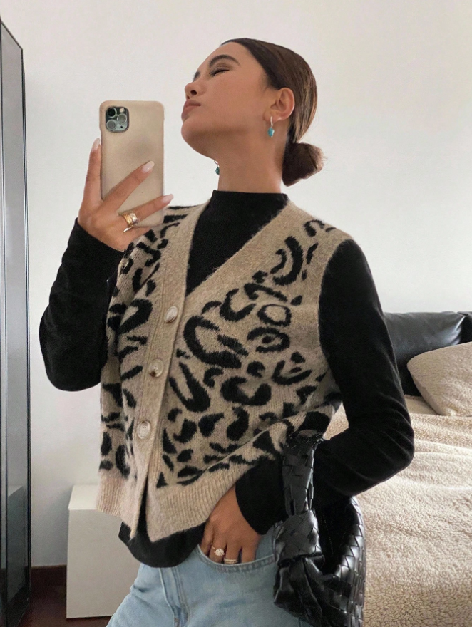Icondet – Leopard Pattern Knit Vest
