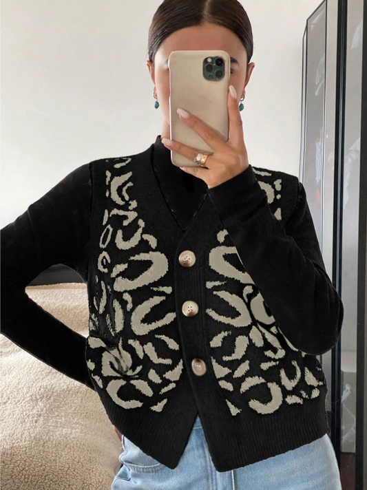 Icondet – Leopard Pattern Knit Vest