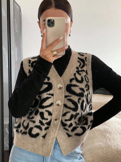 Icondet – Leopard Pattern Knit Vest