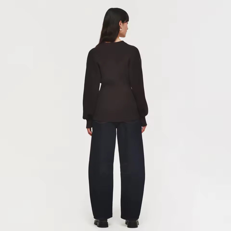 Women’s V-Neck Button-Down Cardigan – Dark Brown