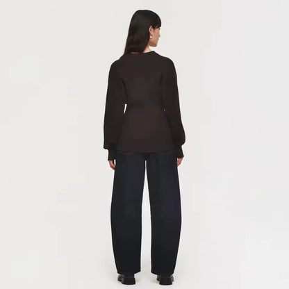 Women’s V-Neck Button-Down Cardigan – Dark Brown