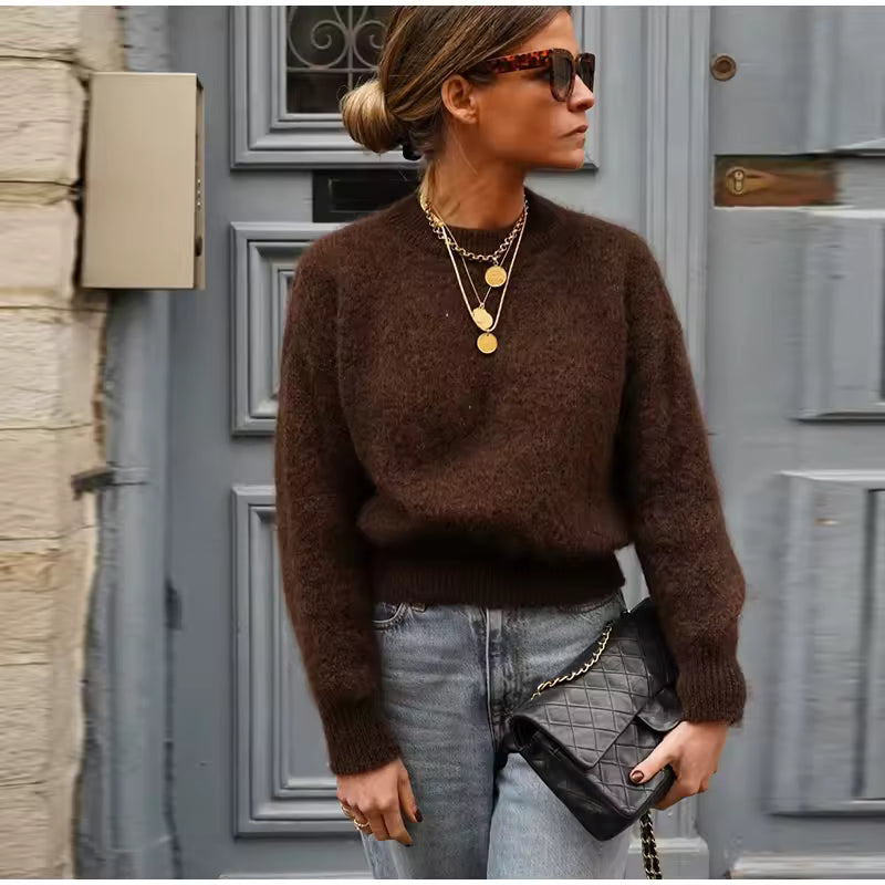 Mohair Off-Shoulder Loose Sweater