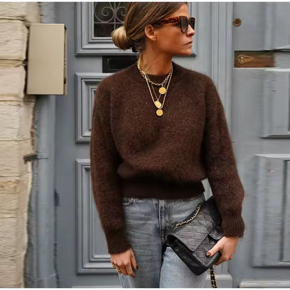 Mohair Off-Shoulder Loose Sweater