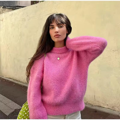 Mohair Off-Shoulder Loose Sweater