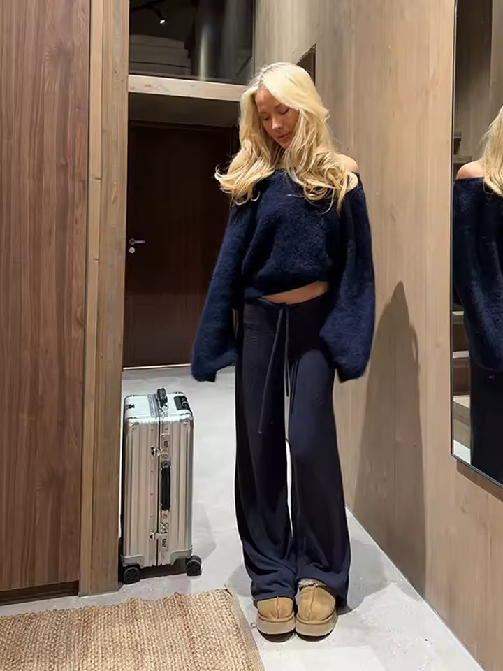 Mohair Off-Shoulder Loose Sweater